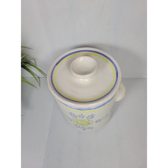 Vintage Amnion Algarve Blue Yellow Canister Hand Painted Clay Pottery - Picture 2 of 5